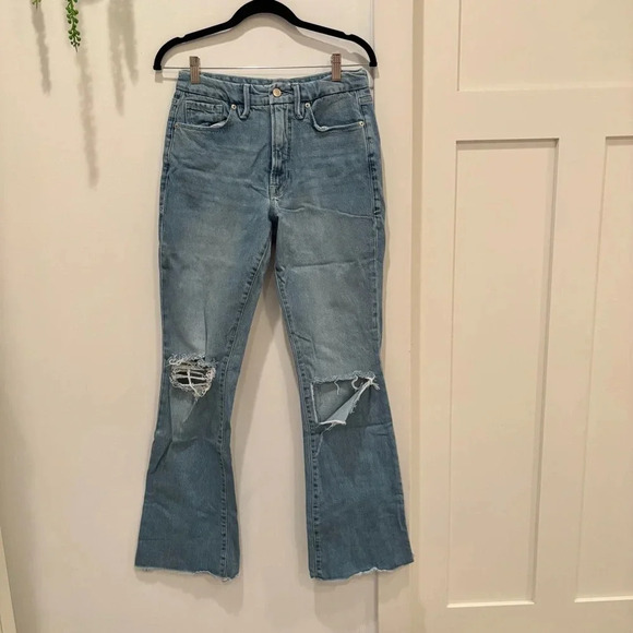 Good American Womens Denim High Rise Jeans Bootcut Distressed Size 8/29 RN151301 - Picture 1 of 9